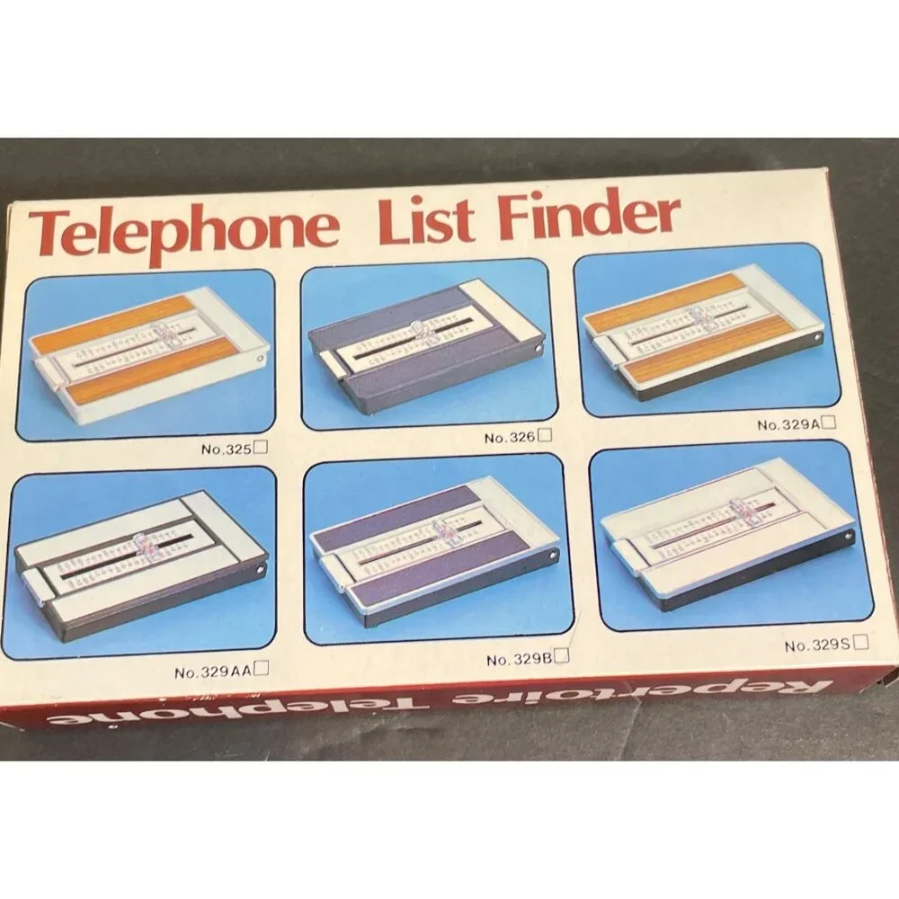 Vintage Telephone List Finder With Chrome Trimmed Design & Woodgrain Look
